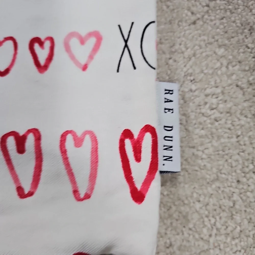 Rae Dunn Pillowcase Pillow Cover Cotton Hearts XOXO Valentines Day Love 20 X 20